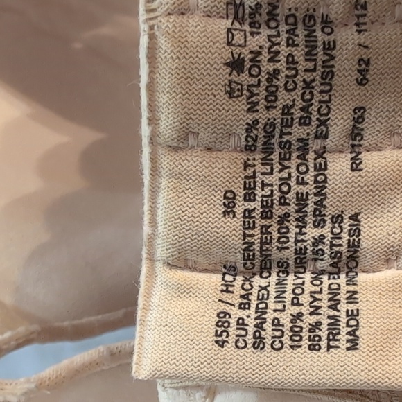 Women's Size 36D Unbranded Cream Padded Pushup Bra with Underwire - Picture 2 of 11